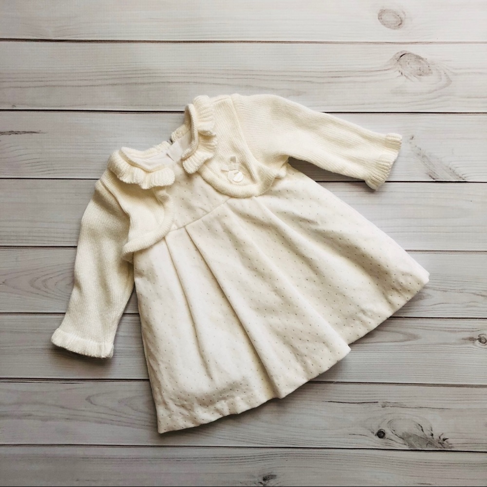 Mayoral Silver Sparkle Winter White Dress Newborn - Picture 2 of 7